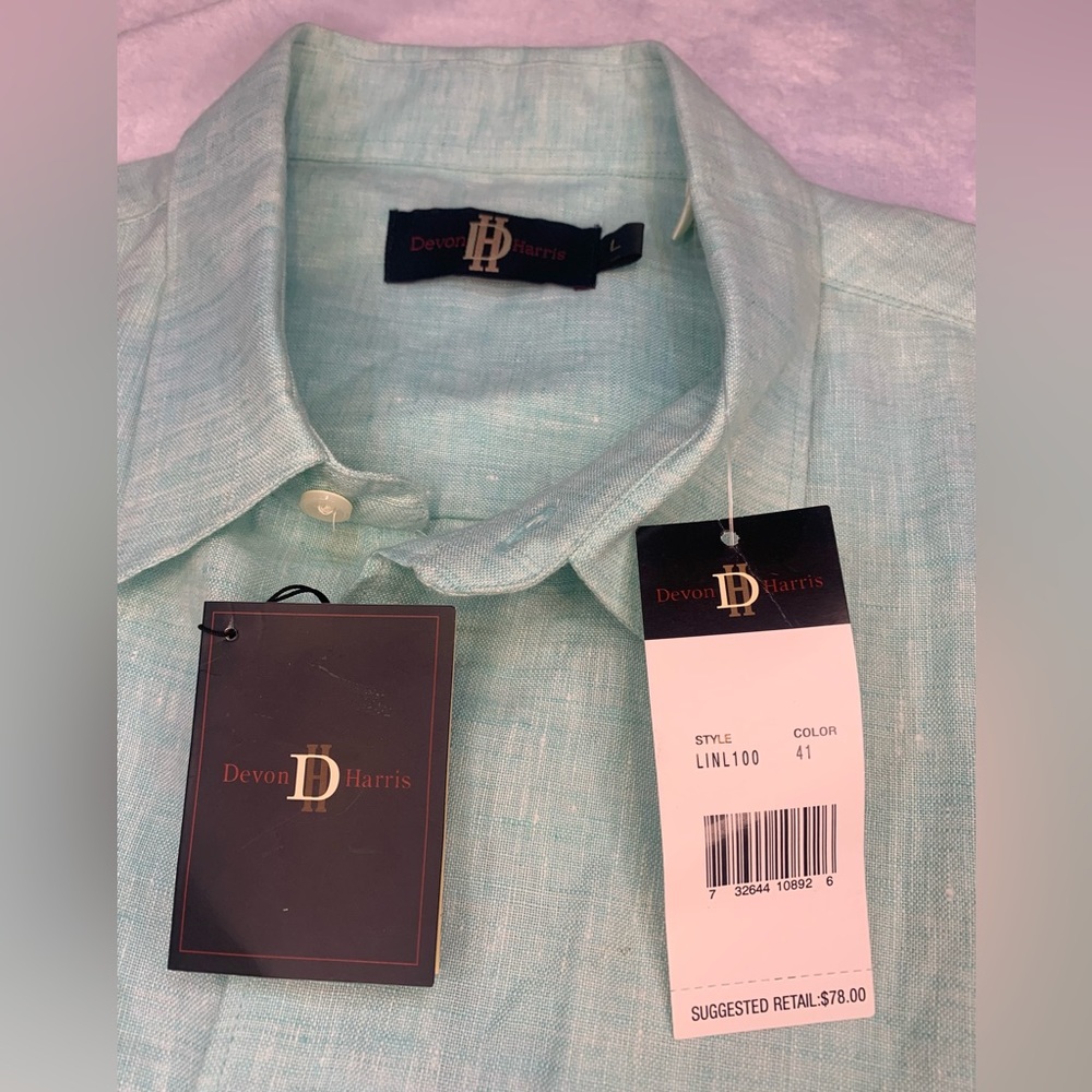 Devon Harris mens light green button down shirt Sz